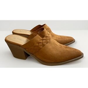 Wonderly Tan Faux Suede Southwestern Lasso Braided Mules Women's Size 7.5 M‎